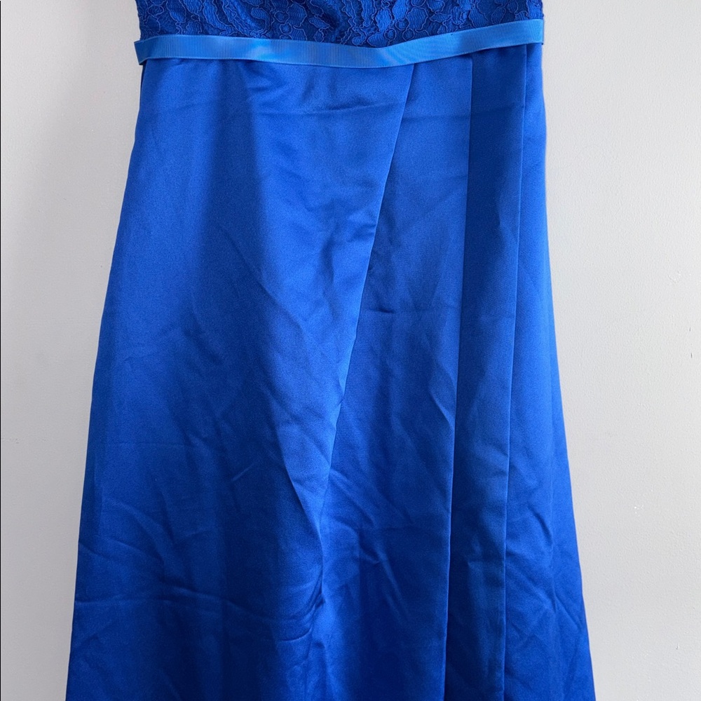 David's Bridal Strapless Sapphire Lace Bodice Gown - Picture 4 of 12